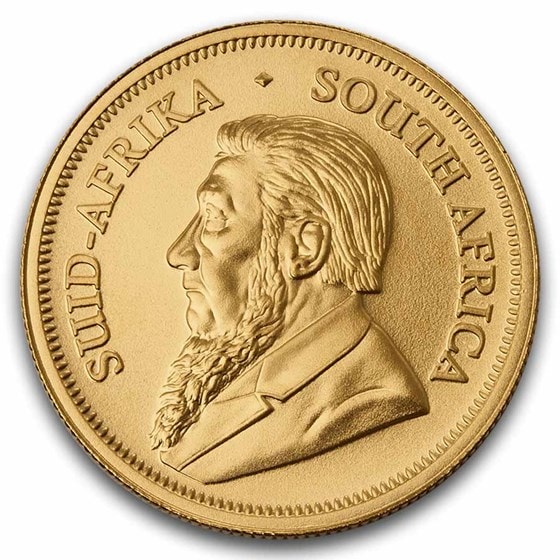 Gold Krugerrand coin with South African emblem, BU quality 2026.